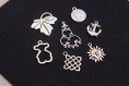 Lot 7 breloques en métal argenté 16-29x20-32mm trou 1,5-4mm apprets accessoires bijoux, perles