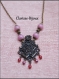Collier pendentif style romantique perles naturelles tone rose 30x52mm 45cm chaine cuivre