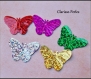 Sachet 20 paillette sequin métal papillon multicolores 20x19mm trou 1mm