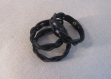 Bracelet fin noir en cuir tressé