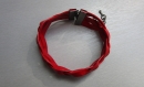 Bracelet tressé en cuir rouge
