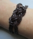 Bracelet tressé marron avec noeud plat