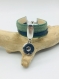Bracelet femme cuir vert et bleu à pression interchangeable