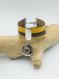 Bracelet femme cuir jaune et gris à pression interchangeable