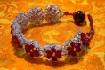 Bracelet à fleurs doubles bicolore rubis et transparent