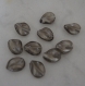 10 perles feuilles grises