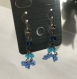 Boucles d'oreilles à rangs bleu et turquoise