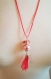 Ryüko (enfant du dragon) - collier poupée kokeshi perles bois rouge et blanche