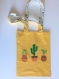 Sac bandoulière, pochoir cactus fond jaune / tote bag