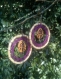 Boucles d'oreilles créoles nature bois et tissage violettes