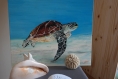 Peinture tableau toile artisan pièce unique cadre décoration d'intérieure, cadeau ,mariage ,animal,tortue,mer