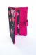 Portefeuille, portecarte, portechéquier, porte-monnaie un accessoire 4 en 1 noir à fleurs roses et rouges