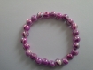 Bracelet élastique en perles nacrées blanches et roses