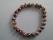 Bracelet élastique en perles nacrées blanches et marrons