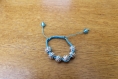 Bracelet shamballa fil bleu perle bleue et argent
