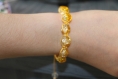 Bracelet shamballa fil jaune, perle en verre