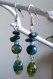 Earrings - brand new, hand-made attractive dangly earrings, in greens and blues