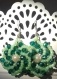 Earrings - new hand-beaded green swirling flower design just made by yours truly