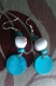 Turn heads! new, hand-made, lovely aqua discs and unusual caramel/white beads - unique, bargain price