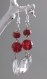 Gorgeous red earrings - square meets sphere - hand-made - great value