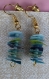 Contemporary earrings in blues/greens- unique. hand-made, brand new, low price