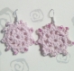 Pale pink hand-crocheted earrings with a subtle touch of bling - great value