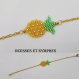 Bracelet doré, ananas en perles miyuki - collection déesses et nymphes