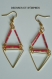 Boucles d'oreilles losanges - perles miyuki rouges et triangle doré - collection déesses et nymphes