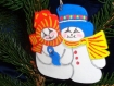 Décoration de noël à suspendre :couple de bonshommes de neige