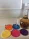 Sous-verres crochetés - lot de six - couleurs acidulées -  boule de noël - cadeau
