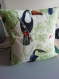 Housse de coussin oiseaux jungle toucan 40x 40cm