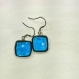 Boucles d'oreilles en verre bleu turquoise fusing glass
