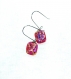 Boucles d'oreilles en verre rouge violet dichroique fusing glass