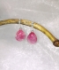 Boucles d'oreilles  en verre  rose fusing glass
