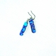 Boucles d'oreilles en verre bleu dichroique fusing glass