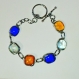 Murano bracelet en verre fondu fusing glass bleu orange dichroic