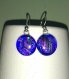 Boucles d'oreilles en verre bleu dichro fusing glass