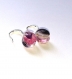 Macaron boucles d'oreilles  en verre rose dichroique fondu fusing glass