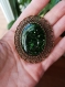 Grande broche verre aventurine vert vintage