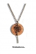 Collier pendentif sur chaine émaillage fait main perle médaille ronde en émaux marron saupoudré de doré et vernis 