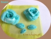 Perles fleurs et feuilles turquoise en porcelaine froide( lot de 2)*