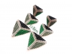 Boucles d'oreilles triangles noirs verts modernes 