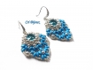 Bleu boucles d'oreilles chandelier avec swarovski 