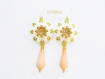Boucles d'oreilles jaunes faits avec cristaux 