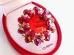 Bague (réglable) rouge et cristal avec cabochon 