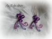 Boucles d'oreille en fil aluminium de couleurs violet et fuchsia 