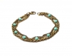 Bracelet 3 rangs chaines bronze perles turquoise - fermoir métal bronze 
