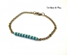 Bracelet perles verre rocaille turquoise fermoir métal bronze 