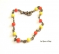 Bracelet de cheville perles verre jaune orange apprêts bronze 