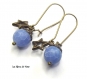 Boucles d'oreilles bleu perles pierre agate etoiles 